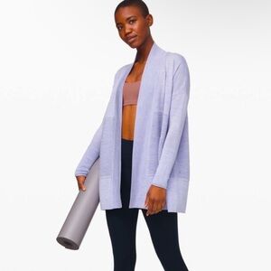 Lululemon 10/12 L/XL Sit In Lotus Open Cardigan Merino Wool Rib Winter Lounge